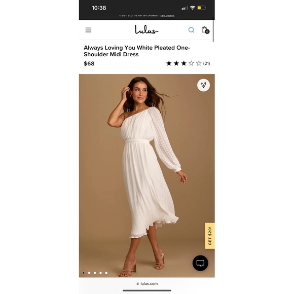 Always Loving You White Pleated One-Shoulder Midi Dress - Picture 1 of 4